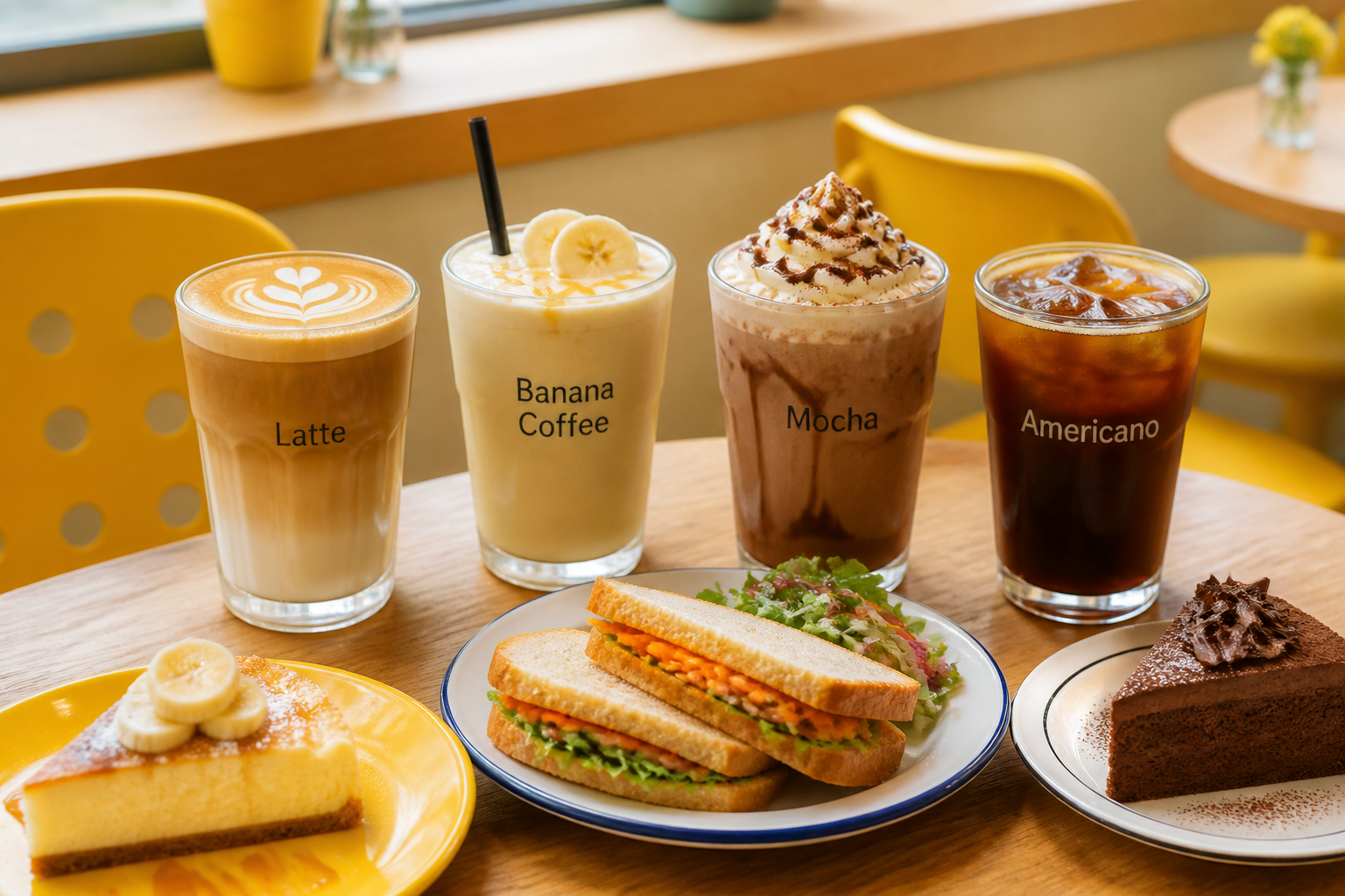 Yellow Bottleの明るいカフェ時間を感じるビジュアル